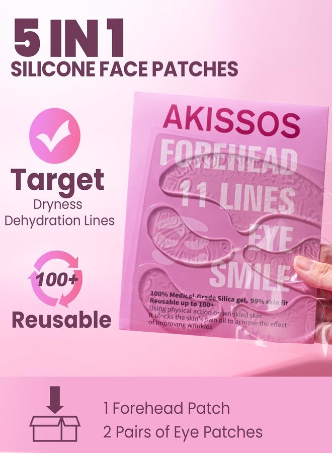 Akissos 5PCS Silicone Facial Wrinkle Patches,Super Hydration Forehead Wrinkle Patches,Anti Wrinkle Patches to Smooth Under Eye,Smile Line Patches Overnight,After Skin Care,Birthday Gifts for Women/Men - Image 2